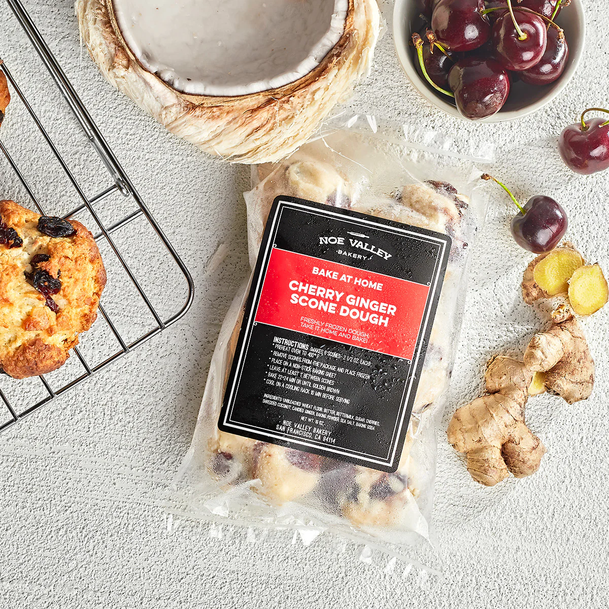 Cherry Ginger Coconut Scones (6 pieces per pack) - Image 3